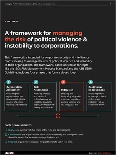 An excerpt from Liferaft's Managing Political Violence & Instability Report